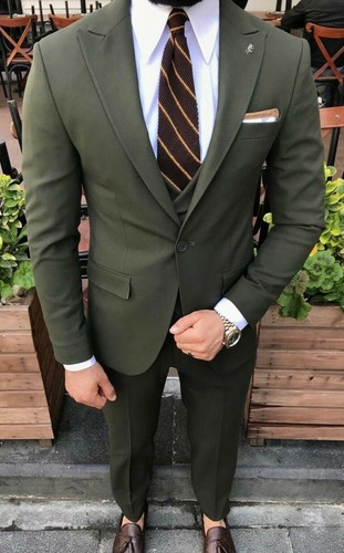 Slim fit herrenanzug grün - slim,