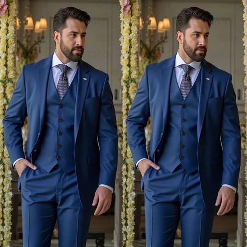 Herren teiliger anzug blau - 3-teiliger,