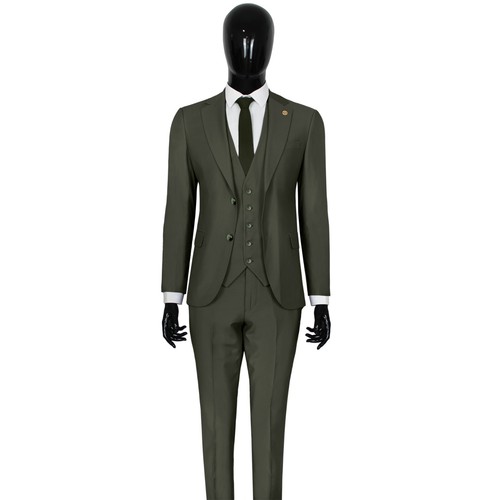 Slim fit herrenanzug khaki - fit, in