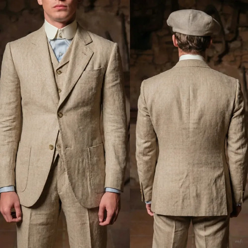Herren teiliger leinen - 3-teiliger, anzug